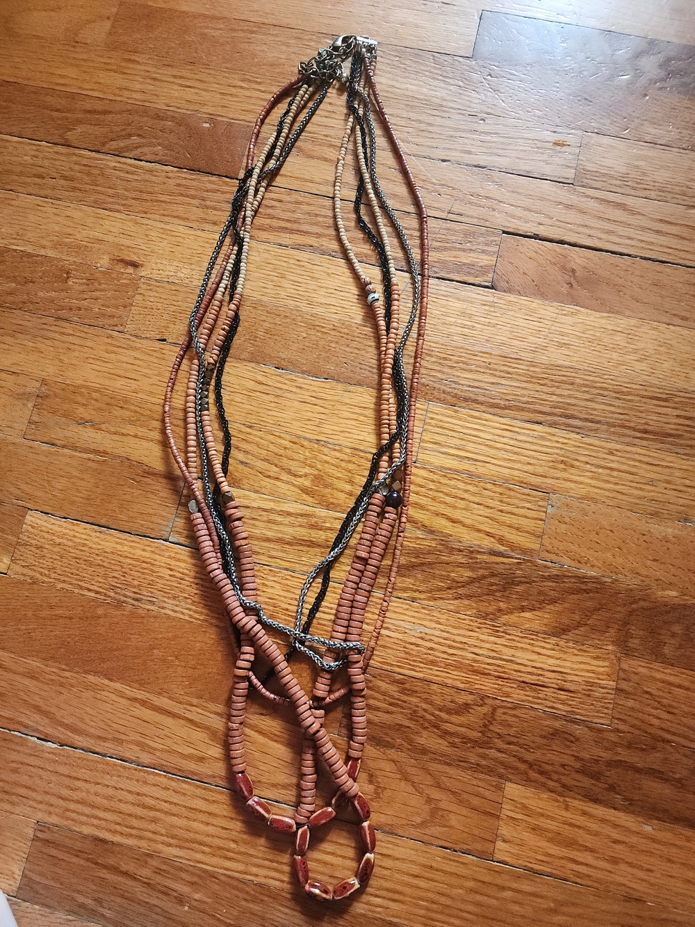 Vintage Chicos Multistrand Brown Beaded Necklace - Women Jewelry